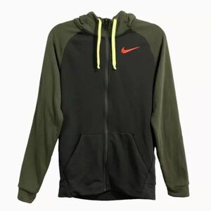 Nike Mens Full Zip Hoodie Green Black Colorblock SZ Small